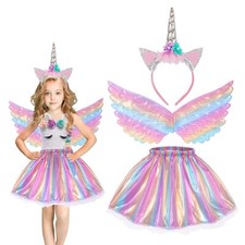 Deguisement Princesse Enfant Licorne Fille Jupe Tutu Avec Ailes Bandeau Licor...