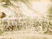 France, Young Men Disguised Posing With Their Bicycles Vintage Citrate Print. V