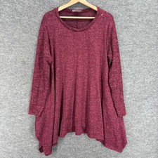 Janette Sweater Pullover Women 2X Plus Pink Knit Long Sleeve Round Neck Casual