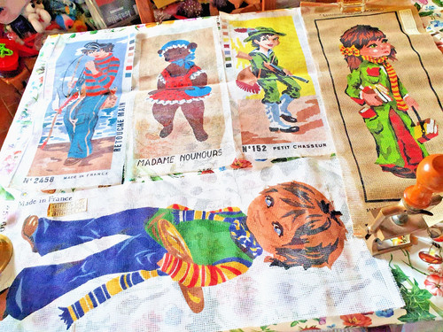 Lot tapisseries canev - , 5