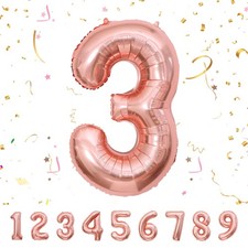 Chiffre 3 Or Rose  Ballon