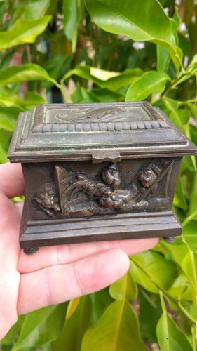 Silver metal jewelry box - , decor