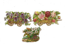 3 chromos anciens découpis