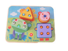 5⚜️ Wooden Toy Djeco Awakening Games 8 Piece Recessed Puzzle Kikou Plok