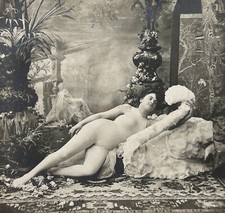 FRANCE Plastic Pose Nude Artistic Swan c1900 Photo Stereo Vintage Silver 