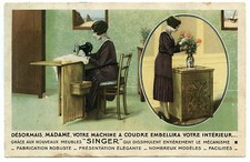 MACHINE à COUDRE.LES NOUVEAUX MEUBLES SINGER.PUBLICITé.ADVERTISEUR.Sewing 