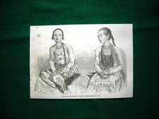 Engraving year 1860 Young Burmese ladies - Burmese lady