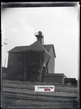 Railway hopper, old photo glass plate, black & white negative, 9x12 cm