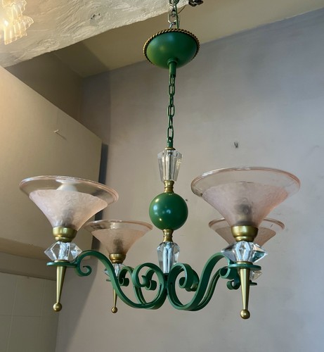 Lustre art deco fer forgé - lustre,