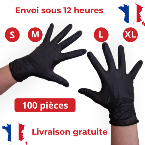 Gants jetables nitrile noir - gants, en