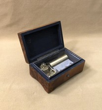 old cylinder music box WORKS wooden box (air mechanical)