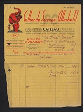 BILLANCOURT (92) FACTORY NECKLACES "Ets CAILLAU" illustrated AFRICAN ELEPHANT 1956