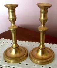 Beautiful Charming Pair of 20th Century Copper Yellow/Pink Candle Holders Perfect Condition 20cm
