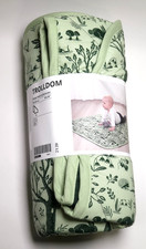 IKEA Trolldom Quilted Blanket 100% Cotton Forest Animal Pattern Green New 