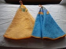 PROVENCE FRANCE 2  27" LaCIGALE  Round Terry Hand Towels   Blue & Yellow 