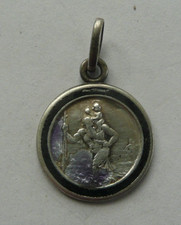 Ancienne MEDAILLE religieuse SAINT CHRISTOPHE en argent massif