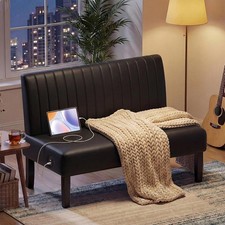Leather Armless Love Seat