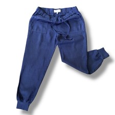 Joie Stuva Linen Jogger Pants Sz XS Navy Blue Relax Fit Pull On Drawstring 
