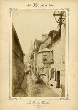 France, Rouen, La Rue des Matelas Vintage Albumen Print.  Albumen Print  