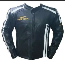 leather motorcycle jacket men moto guzzi theme