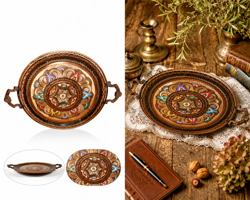 Plateau cuivre repoussé - cuivre,