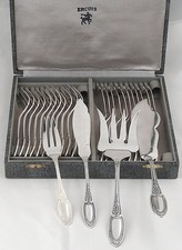 Ercuis Empire Model, 26 Piece Fish Housewife Silver Metal, Excellent Condition