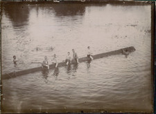 France, Children playing in l&#039;eau, ca.1900, Vintage citrate print Vintage c