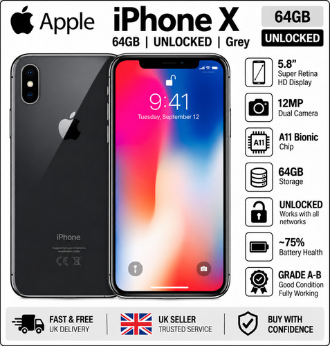 Apple iphone 64gb gris - apple, x