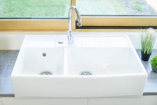 Evier Céramique Timbre D'office 2 Bacs Country Blanc 90cm