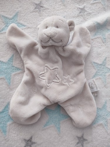 Doudou plat ours - plat, blanc
