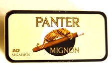 Boite métallique vide de petits cigares "Panter Mignon". Année 1990.