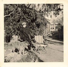 OLD PHOTOGRAPH YOUNG BOY AND HIS DOG CHOW CHOW