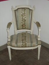 Fauteuil  cabriolet (voltaire) bois laqué blanc Louis XVI - XVIII Tissus XVIIII