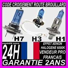 AMPOULE H1 H3 H7 55W 100W 6000K LAMPE HALOGENE FEU XENON SUPERWHITE PLASMA  12V