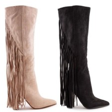 Bottes Femme en Daim Franges Hauts Talons Western TooCool 2G1A