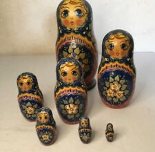 7 Antique Russian Dolls Signed, Matryoshka Nested Doll