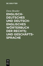 Dora Beseler Englisch-Deutsches Und Deutsch-Englisches Wörterbuch Der Re (Relié)