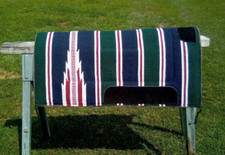 Green/Navy/Red Western Saddle Pad Navajo blanket top w/felt 30 X 30