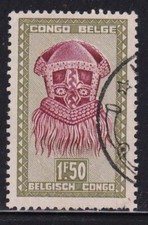 Album Treasures Belgium Congo Scott # 242  1.50 fr  Carved Figure  VF Used CDS