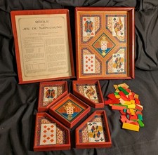 Ancien jeu de société Nain Jaune, Casiers et Jetons en Bois, années 50