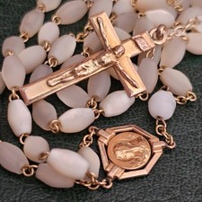 Art Deco rosary new from stock gold plated mother-of-pearl 58 cm