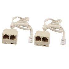 6P4C RJ11 Femelle À Mâle Double Prise Téléphonique Adaptateur Cordon 2Pcs