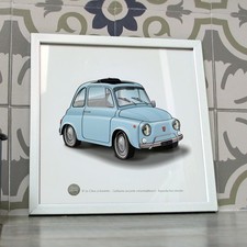 Poster fiat 500 L bleu ciel