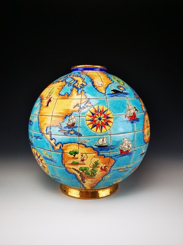 Longwy vase boule coloniale - -,