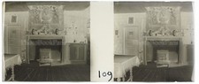 Antique Vintage Stereo Negative Glass Plate Fireplace 