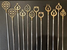 Tarzan Inox Turkey Vtg Set of 12 Stainless Steel Brass Shish Kabob Skewers 12