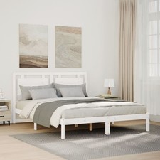 Cadre de Lit Blanc Bois Massif