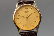 Vintage 1999 [Near Mint] New Batt Seiko 2k01-0010 32mm Gold Qz Men's Watch JAPAN
