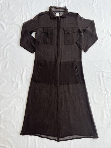 Robe laine transparente marron