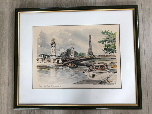 Cadre lithographie signée - cadre,